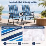 Costway Set di 2 sedie da campeggio pieghevoli con braccioli cuscino morbido e schienale alto, Sedie da spiaggia portatili portata 150 kg - immagine 9