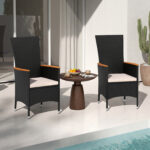 Costway Set di 2 sedie da esterno in ratten pe con cuscino di seduta, Set di mobili per balcone cortile bordo piscina Beige - immagine 2