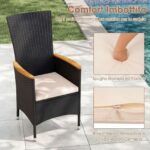 Costway Set di 2 sedie da esterno in ratten pe con cuscino di seduta, Set di mobili per balcone cortile bordo piscina Beige - immagine 7