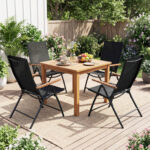 Costway Set di 2 sedie da esterno sedie pieghevoli in tessuto traspirante con schienale regolabile e braccioli, Perfette per balcone giardino terrazza - immagine 2