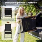 Costway Set di 2 sedie da esterno sedie pieghevoli in tessuto traspirante con schienale regolabile e braccioli, Perfette per balcone giardino terrazza - immagine 10
