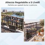 Costway Set di 2 tavolini pieghevole da balcone 5 posizioni altezza regolabili, Tavolino da appendere per ringhiera in metallo - immagine 7