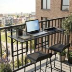 Costway Set di 2 tavolini pieghevole da balcone 5 posizioni altezza regolabili, Tavolino da appendere per ringhiera in metallo - immagine 3