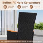 Costway Set di 4 sedie da esterno in ratten pe con cuscino di seduta, Set di mobili per balcone cortile bordo piscina Beige - immagine 6