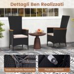 Costway Set di 4 sedie da esterno in ratten pe con cuscino di seduta, Set di mobili per balcone cortile bordo piscina Beige - immagine 5