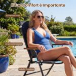 Costway Set di 4 sedie da esterno sedie pieghevoli in tessuto traspirante con schienale regolabile e braccioli, Perfette per balcone giardino terrazza - immagine 10