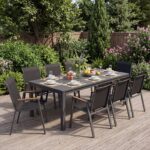 Costway Set di 6 sedie da giardino impilabili in tessuto traspirante e acciaio, Poltrone ergonomiche con braccioli portata 180 kg Nero - immagine 2