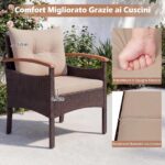 Costway Set di divani in rattan da 5 pezzi con cuscini per sedili schienale, Set in vimini da giardino per cortile Beige - immagine 8
