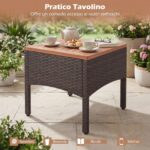 Costway Set di divani in rattan da 5 pezzi con cuscini per sedili schienale, Set in vimini da giardino per cortile Grigio - immagine 9