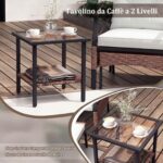 Costway Set di mobili da giardino in rattan a 5 pezzi con sedie e poggiapiedi esterni, Tavolino in vetro temperato a 2 livelli con cuscini per portico e balcone Beige - immagine 9