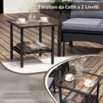 Costway Set di mobili da giardino in rattan a 5 pezzi con sedie e poggiapiedi esterni, Tavolino in vetro temperato a 2 livelli con cuscini per portico e balcone Nero - immagine 9