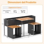 Costway Set di mobili da patio con letto da giardino rialzato in legno di acacia, Tavolo e sedie in rattan PE con spazio di stoccaggio per veranda - immagine 5