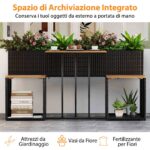 Costway Set di mobili da patio con letto da giardino rialzato in legno di acacia, Tavolo e sedie in rattan PE con spazio di stoccaggio per veranda - immagine 8