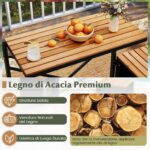Costway Set di mobili da patio con letto da giardino rialzato, Tavolo e sedie in rattan PE con spazio di stoccaggio per veranda - immagine 10