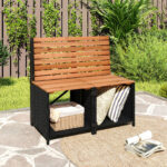 Costway Set di mobili da patio con letto da giardino rialzato, Tavolo e sedie in rattan PE con spazio di stoccaggio per veranda - immagine 4