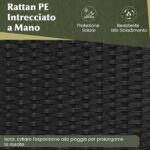 Costway Set di mobili da patio con letto da giardino rialzato, Tavolo e sedie in rattan PE con spazio di stoccaggio per veranda - immagine 9