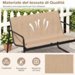 Costway Set di mobili da patio con tavolino in vetro temperato, Set da conversazione per esterni con telaio metallico Marrone - immagine 7