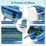 Costway Set di sedie da spiaggia e tavolino, Sedie da esterno reclinabili con tavolino da campeggio a scomparsa Verde - immagine 8