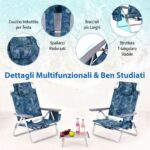 Costway Set di sedie da spiaggia e tavolino, Sedie da esterno reclinabili con tavolino da campeggio a scomparsa Blu - immagine 6