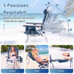Costway Set di sedie da spiaggia e tavolino, Sedie da esterno reclinabili con tavolino da campeggio a scomparsa Blu - immagine 7