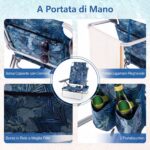 Costway Set di sedie da spiaggia e tavolino, Sedie da esterno reclinabili con tavolino da campeggio a scomparsa Blu - immagine 8