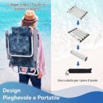 Costway Set di sedie da spiaggia e tavolino, Sedie da esterno reclinabili con tavolino da campeggio a scomparsa Blu - immagine 9