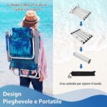 Costway Set di sedie da spiaggia e tavolino, Sedie da esterno reclinabili con tavolino da campeggio a scomparsa Azzurro - immagine 8
