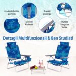 Costway Set di sedie da spiaggia e tavolino, Sedie da esterno reclinabili con tavolino da campeggio a scomparsa Azzurro - immagine 11