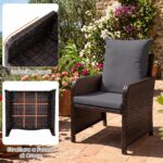 Costway Salotto da esterno 5 pezzi rattan tavolino vetro 2poltrone+2pouf cuscini morbidi, Set giardino terrazzo balcone piscina Grigio - immagine 9