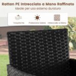 Costway Set mobili da giardino 3 pezzi in rattan con tavolino vetro temperato e 2 poltrone, Arredamento esterno per patio balcone e piscina Nero - immagine 8