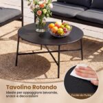 Costway Set mobili da patio 4 pezzi in vimini con cuscini, Divano 2 posti e 2 poltrone con tavolino per giardino balcone - immagine 11