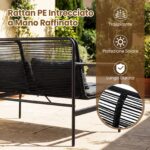Costway Set mobili da patio 4 pezzi in vimini con cuscini, Divano 2 posti e 2 poltrone con tavolino per giardino balcone - immagine 9
