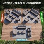 Costway Set salotto da esterno in rattan PE con divano a 3 posti divano a 2 posti, Set da giardino con 2 poltrone e 2 poggiapiedi Grigio - immagine 6