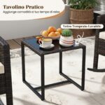 Costway Set salotto da giardino in rattan con 2 poltrone a dondolo tavolino e cuscini, Set mobili da eterno Beige - immagine 10