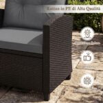 Costway Set salotto da giardino in rattan con 2 poltrone con cuscini sfoderabili, Set mobili da esterno con tavolino con piano in vetro temperato Grigio - immagine 9