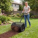 Costway Spargitore di compost con manico a t per semina e piantagione, Spargitore di letame e terreno per giardino Nero - immagine 2