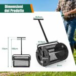 Costway Spargitore di compost con manico a t per semina e piantagione, Spargitore di letame e terreno per giardino Nero - immagine 3
