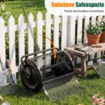 Costway Spargitore di compost con manico a t per semina e piantagione, Spargitore di letame e terreno per giardino Nero - immagine 4