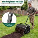 Costway Spargitore di compost con manico a t per semina e piantagione, Spargitore di letame e terreno per giardino Nero - immagine 7