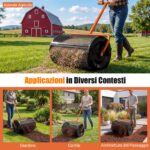 Costway Spargitore di compost con manico a t per semina e piantagione, Spargitore di letame e terreno per giardino Arancione - immagine 6