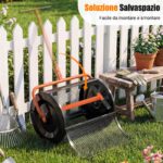 Costway Spargitore di compost con manico a t per semina e piantagione, Spargitore di letame e terreno per giardino Arancione - immagine 4