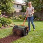 Costway Spargitore di compost con manico a t per semina e piantagione, Spargitore di letame e terreno per giardino Arancione - immagine 2