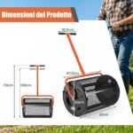 Costway Spargitore di compost con manico a t per semina e piantagione, Spargitore di letame e terreno per giardino Arancione - immagine 3