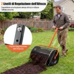 Costway Spargitore di compost con manico a t per semina e piantagione, Spargitore di letame e terreno per giardino Arancione - immagine 7