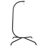 Costway Supporto per sedia sospesa in metallo pesante e sedia a uovo sospesa con cuscino, Supporto per amaca C e amaca pieghevole in vimini - immagine 6
