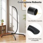 Costway Supporto per sedia sospesa in metallo pesante e sedia a uovo sospesa con cuscino, Supporto per amaca C e amaca pieghevole in vimini - immagine 14