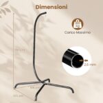Costway Supporto per sedia sospesa in metallo pesante e sedia a uovo sospesa con cuscino, Supporto per amaca C e amaca pieghevole in vimini - immagine 7