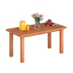 Costway Tavolino da esterno in legno con piano a doghe, Tavolo da caffè per interno ed esterno 90 x 45,5 x 43,5 cm Naturale - immagine 5