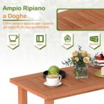 Costway Tavolino da esterno in legno con piano a doghe, Tavolo da caffè per interno ed esterno 90 x 45,5 x 43,5 cm Naturale - immagine 10
