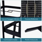Costway Tavolino da giardino in metallo con foro per ombrellone e tappo per foro, Tavolo per patio cortile e bordo piscina 90 x 90 cm Nero - immagine 9